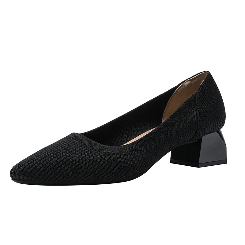 Square heel casual shoes for women flying woven single shoes 260306