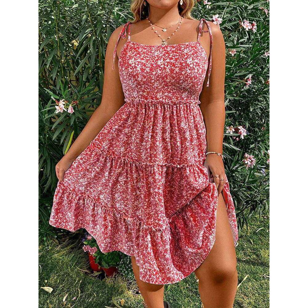 Plus Size Women's Mini Floral Dresses Half Bodycon Short Sleeve Sling Comfortable Casual Best Choice for Summer