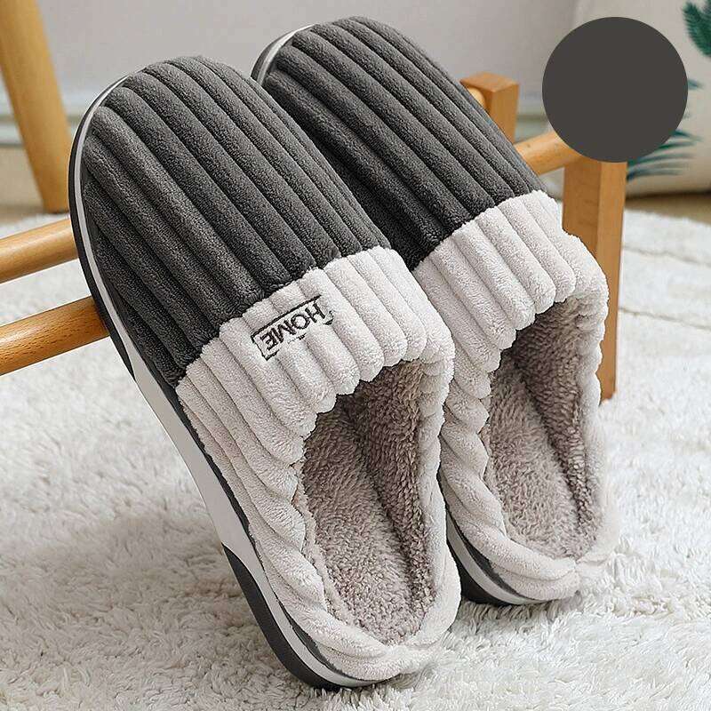 Litfun Fur Fluffy Winter Warm Plush Indoor House Outdoor Non-slip Fashion Men Cotton Shoes Fuzzy Slippers