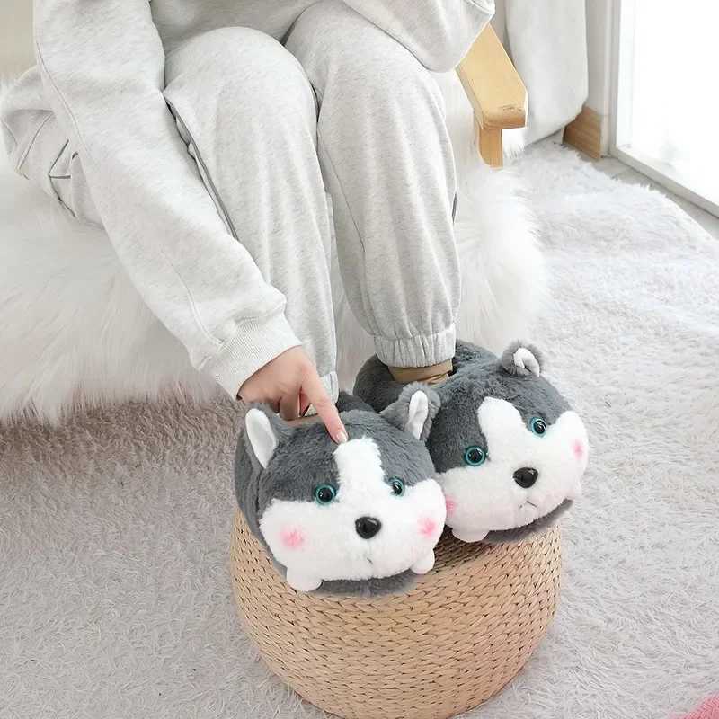 Cartoon Couples Home Slippers Men Women Winter Indoor Warmth Piglet Cotton Shoes Plush Floor Anti Slip Slippers Soft Bottom2024 S260305