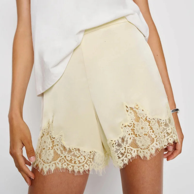 Women Y2k Slik Lace Trim Shorts Stain Pajama Micro Mini Slip Boxer Shorts Low Rise Lounge Pj Bottoms Pettipants Streetwear 260306