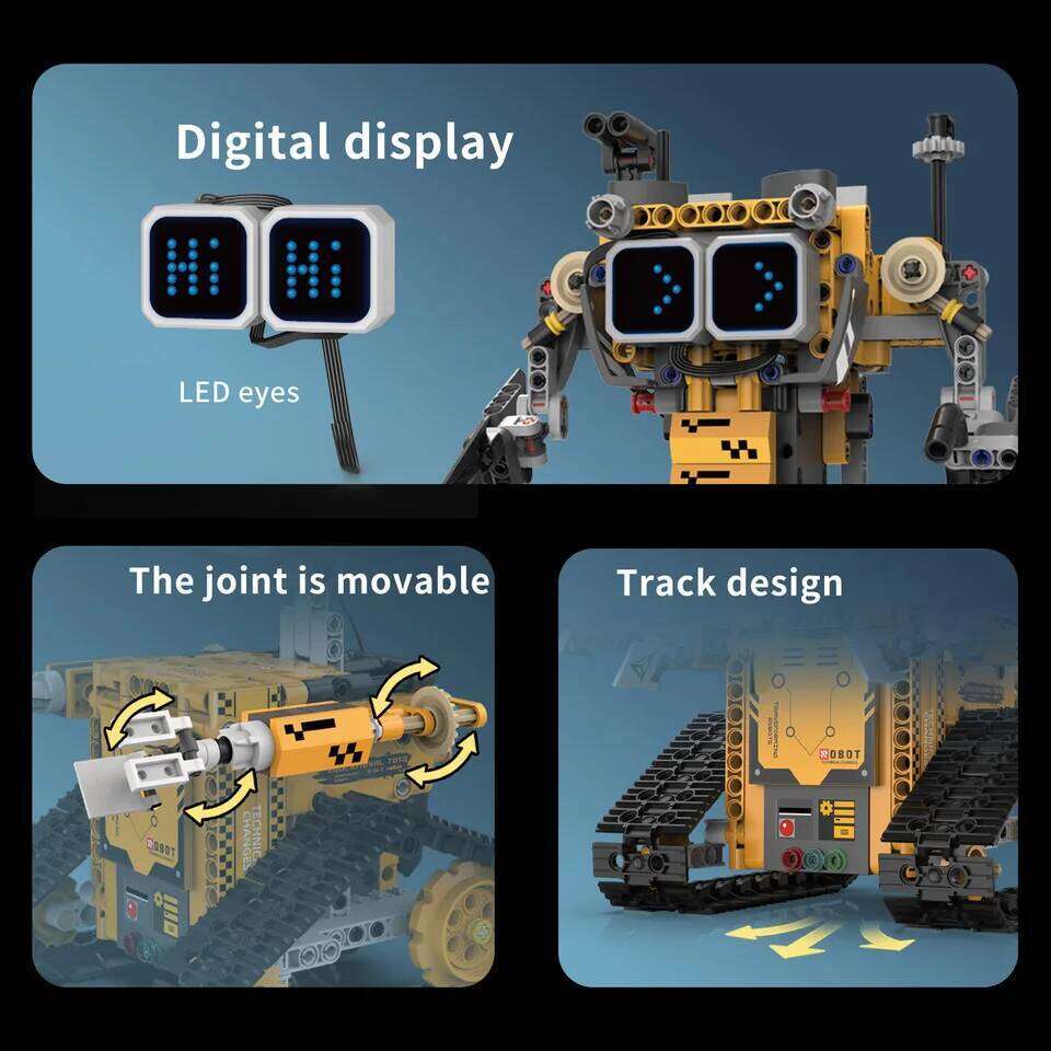 Digital display 5-in-1 transformable model assembly, remote control robot building blocks toy, children's toy gift Z260305