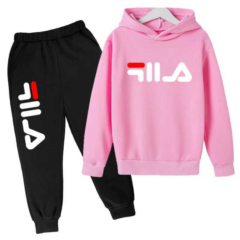 Kids Tracksuits 2Pcs, Brand Print Hoodie & Pants Set, Boys & Girls All-Match Casual Outfits for 3-13Y Fall WinterT260306