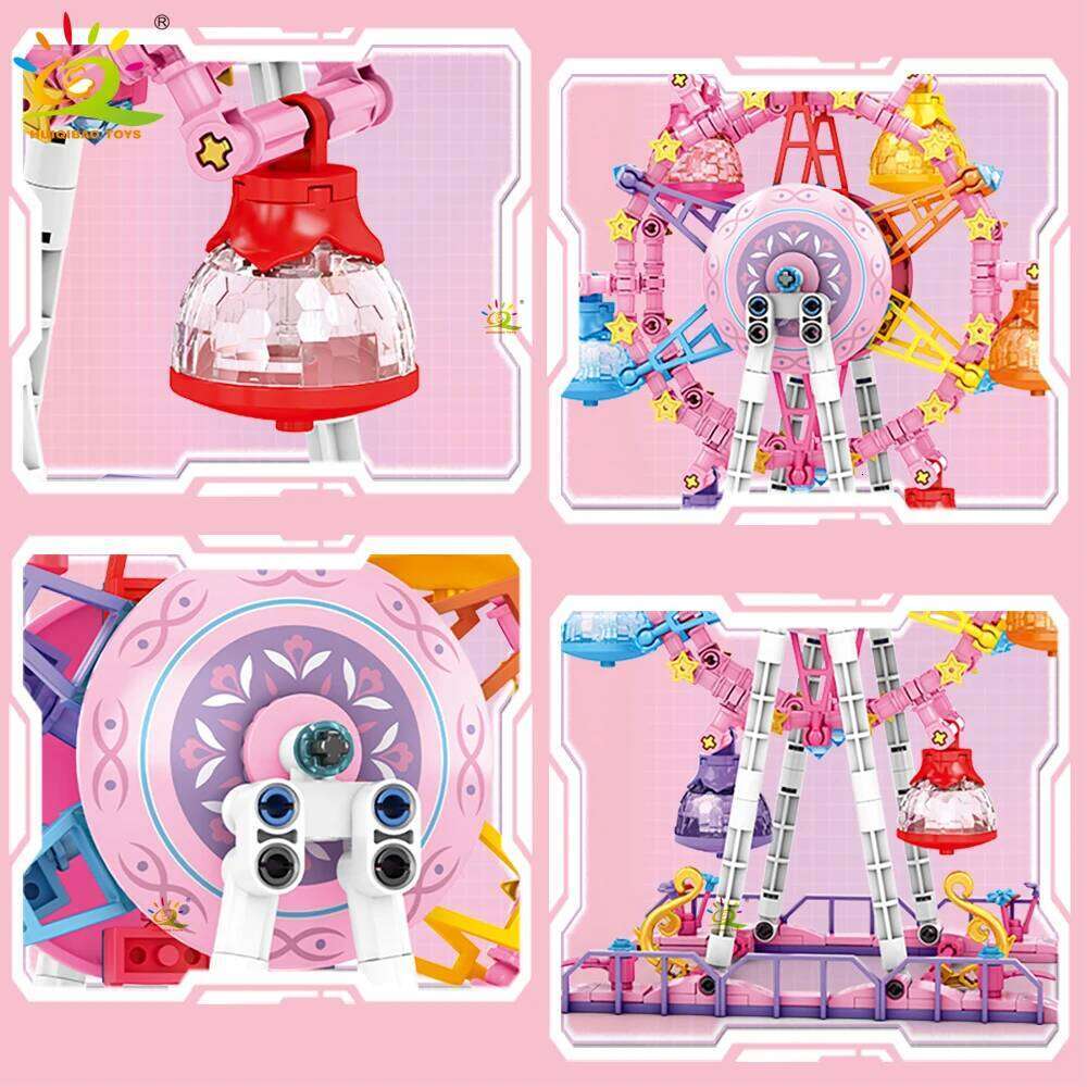 HUIQIBAO MOC Cute Ferris wheel Building Block Model Brick DIY Construction Toy for Children Desk Decor. Z260306