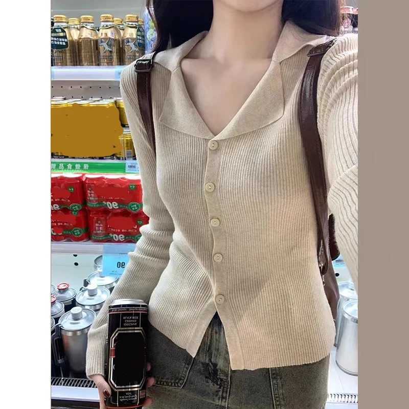 Elegant Long Sleeved Casual Slim Fit Cardigan Sweater Autumn Knitted New Korean Style Bottom Top Solid Women Sweet Short Jackets M260306