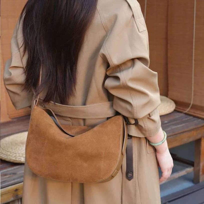 TAURUSCIAGA Hifashion Cowhide Suede Genuine Leather Hobo Shoulder Bags For Women 2026 Luxury Creativity Half Moon Crossbody Ladies Handbags Noble Temp