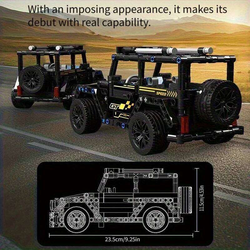 1630-Piece Fashionable Cool Black and Gold Supercar Building Block Set, High-Quality Abs Plastic DIY Assembly Toy Car, Suitable for Living Room or Bed