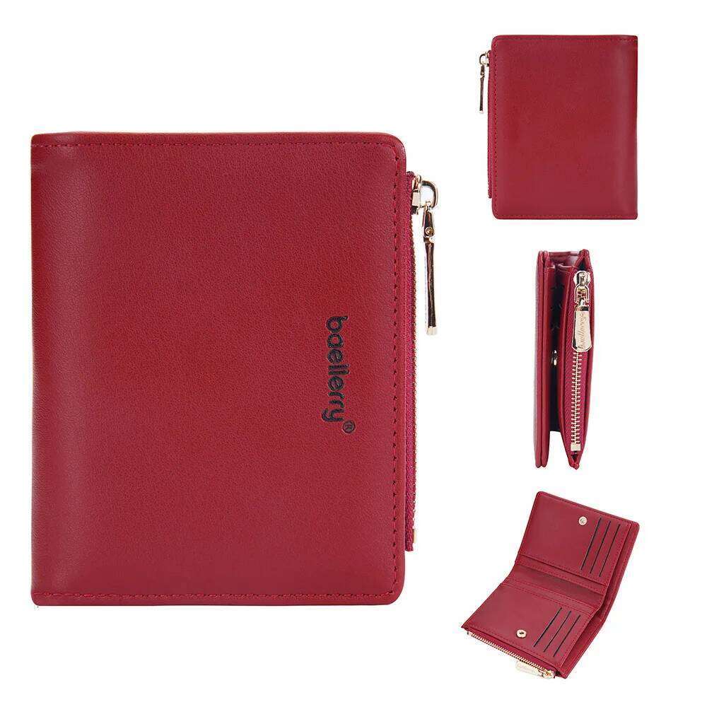 Baellerry Women's Short Wallet with Zipper & Snap, Minimalist Coin Purse Fashion Card Holder Money Organizer C260304
