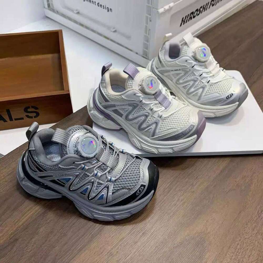 Kids Sports Rotating Button Children Running Shoes Soft Bottom 2026 Brand New Boys Girls Casual Sneakers Handsome Non-slip 26Y0304
