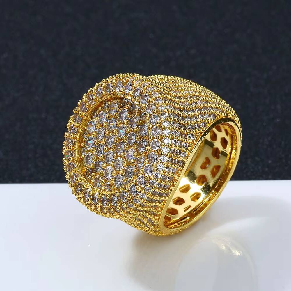 Hip Hop Signet MoissaniteVVS Iced Out Rings for Men 18k Gold Plated Chunky Fine Fashion Jewelry Rings for Women Big Wholesale Rings