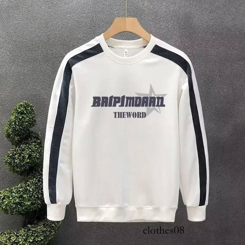 Autumn Men's Cotton Sweatshirt Korean Mens Cool White O-neck Long Sleeve Top Quality Harajuku High Street Men Clothing New
