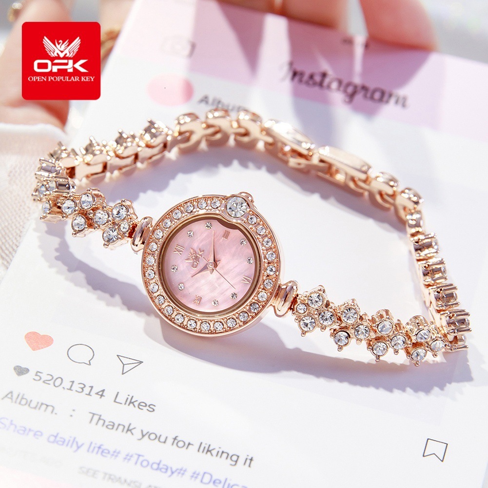 New OPK brand watch, fashionable diamond inlaid women's watch, waterproof, lightweight, luxurious small dial, fresh women's luxury watch