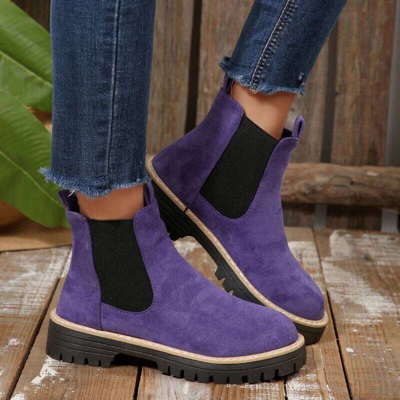 2026 new winter hot selling comfortable casual short boots, fashionable round toe square heel Chelsea boots