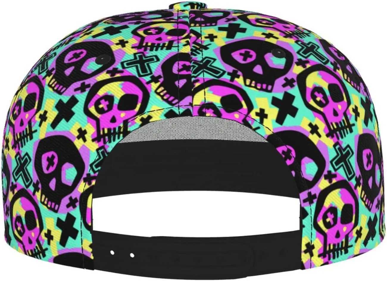 Y2K Skull Mens Baseball Hat Cap Graffiti Skull Funny Dad Cap Golf Hat Cozy Breathable Adjustable Full Print Cap Hat Black S260306