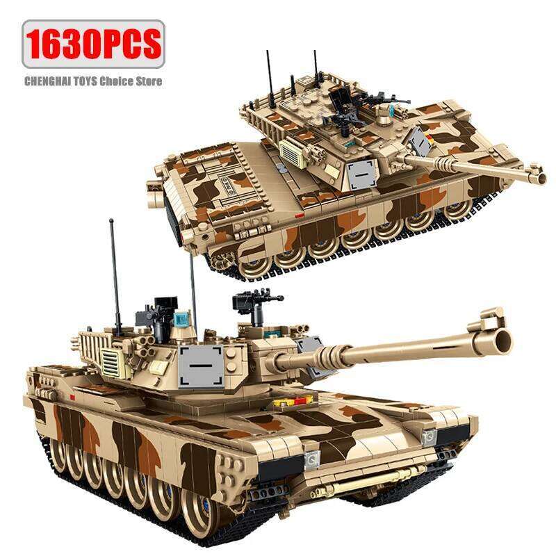 WW2 Military Leopard 2A4 Battle Tank Series Building Blocks Brick Model MOC Army Weapon Boy Set Kid Toy Childrens Christmas Gift Z260306