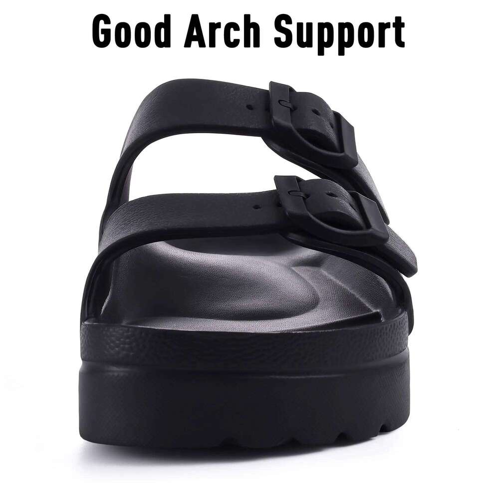 Lifun Summer New Thick Sole Slippers For Women Lightweight Slip On Outdoor Beach Slides Lady EVA House Sandals With Arch Support