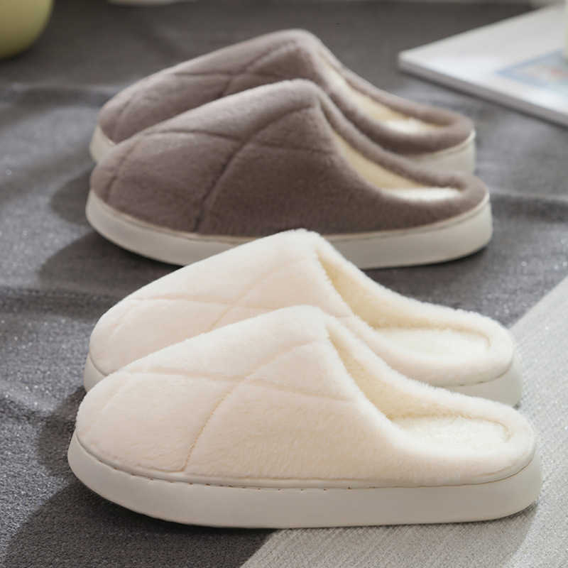 Womens outdoor plush cotton slippers for autumn and winter non-slip indoor home thick-soled warm cotton slippers mens 2025 new model S260305