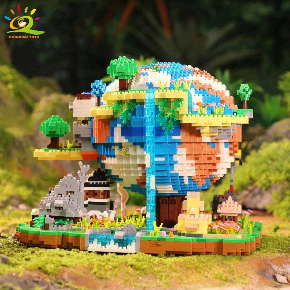 HUIQIBAO 5452PCS MOC The Earth Village Model Micro Building Blocks Architecture Style Brick for Kid Children Construction Toys Z260306