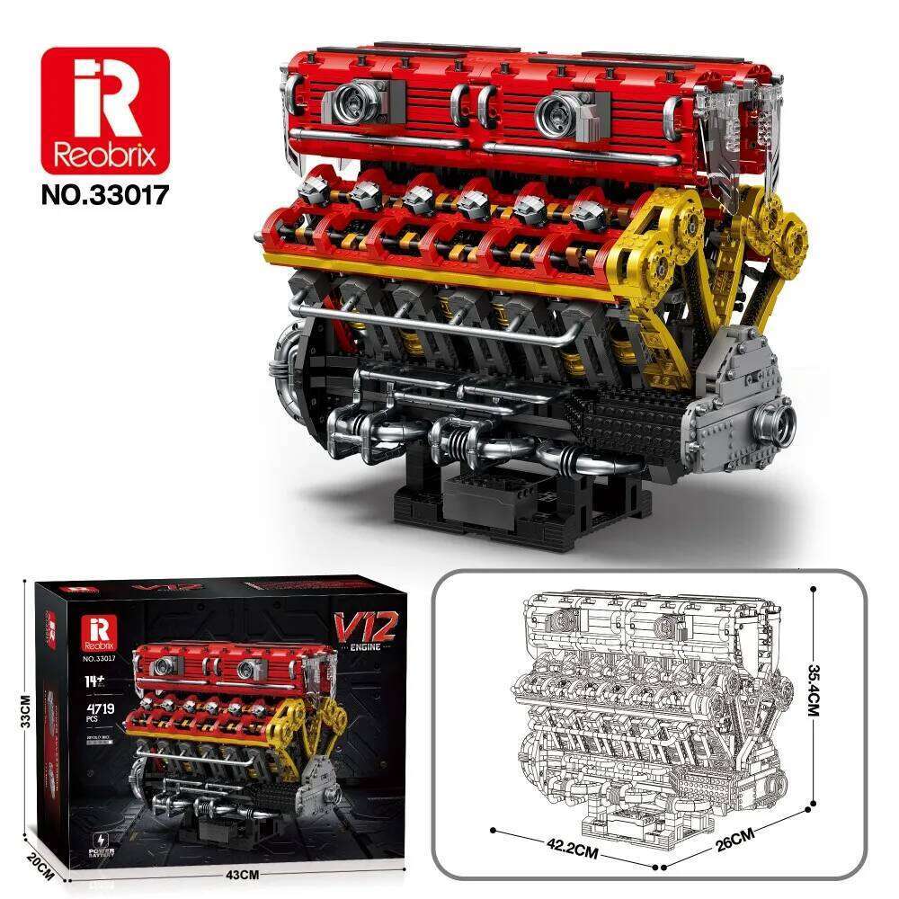 4719PCS V12 Engine Model Building Blocks Technology Bricks Kit With Display Stand Adult Gift Children's Educational DIY Toys Z260306