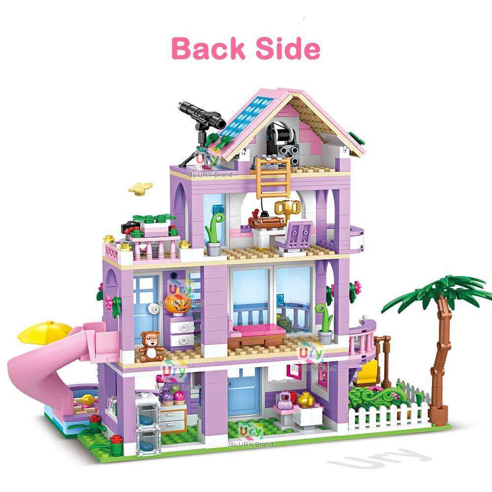 Friends City House Summer Holiday Slide Pool Villa Apartment MOC Building Blocks Set Figure DIY Toys for Kid Girl Christmas Gift Z260305