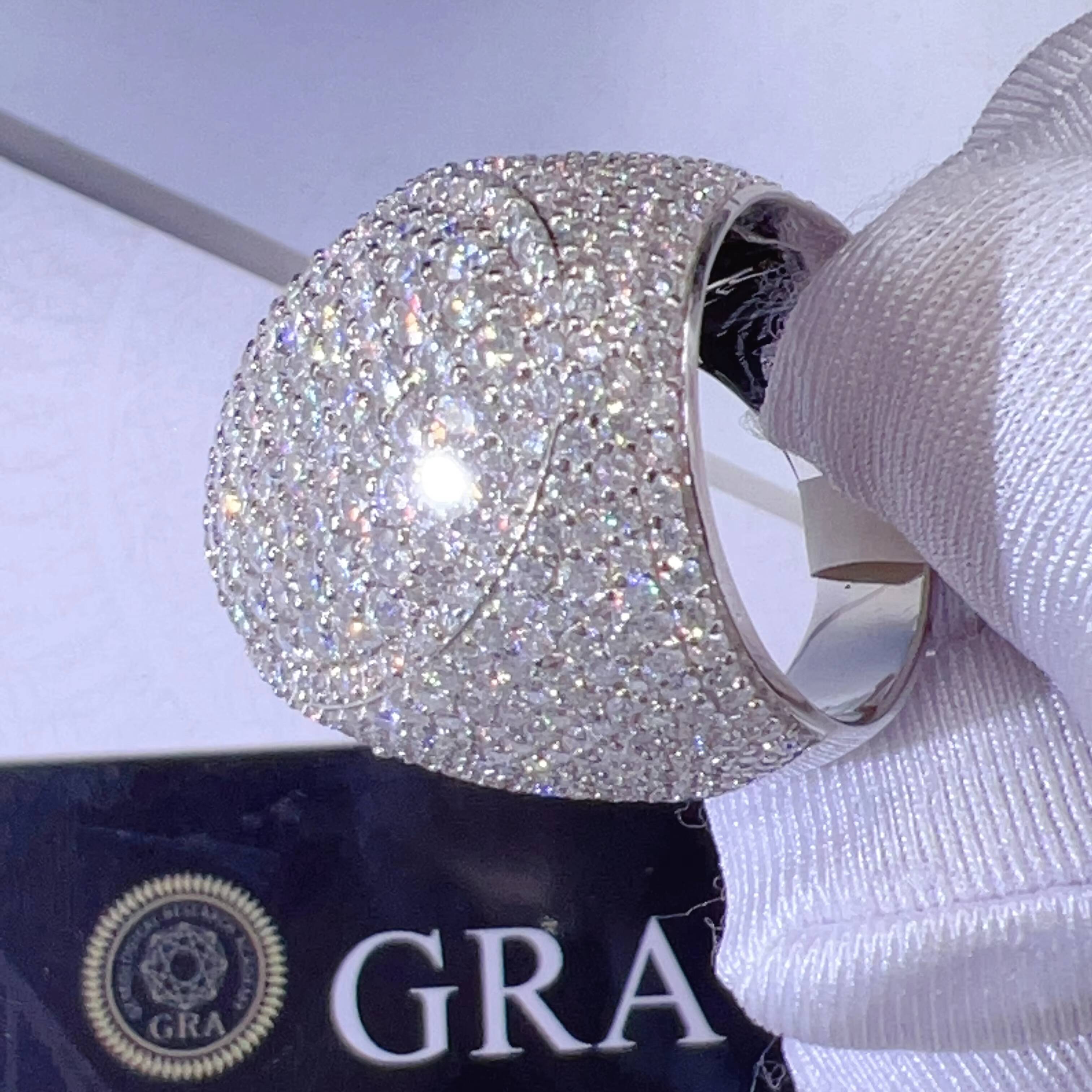 Fashion Jewelry Real Vvs Moissanite Hip Hop Rings 925 Sterling Silver Gemstone Ring