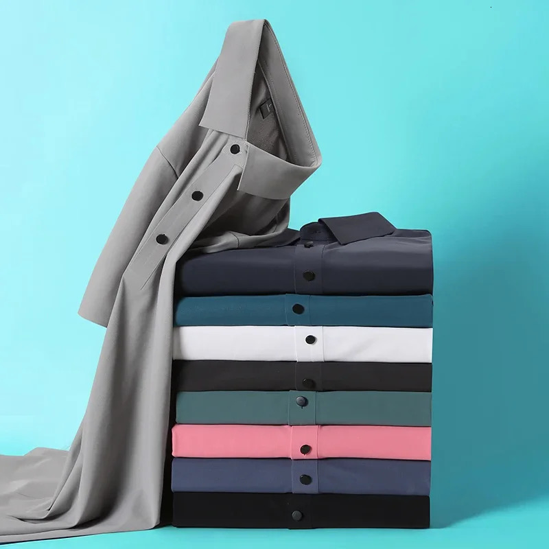 10 Color Mens Thin Polo Shirt Summer Ice Silk Business Casual Breathable Lapel Polo Shirt for Man Clothing 260304