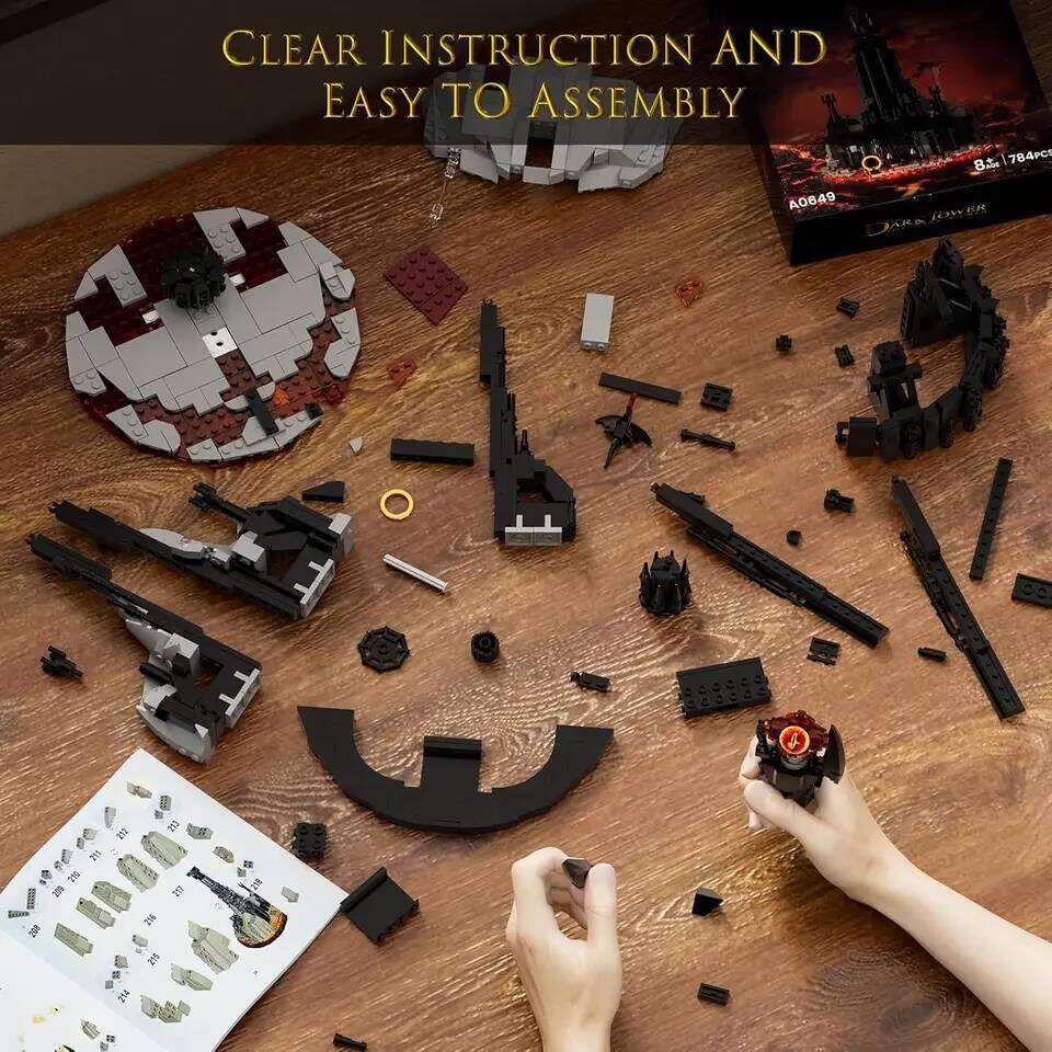 MOC Magic Lorded Black Devil Tower Building Block Set With LED Lighgt Rings Fortress Castle Bricks Toys Children Birthday Gifts Z260306