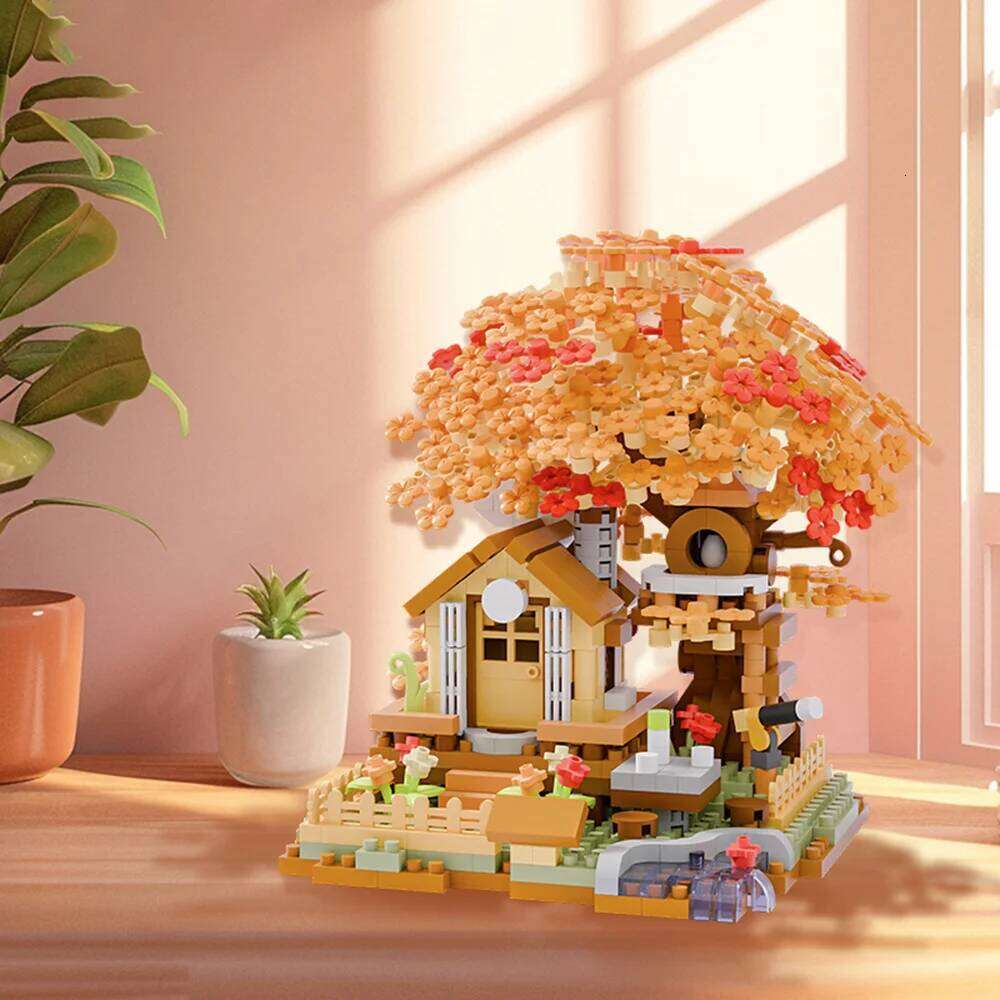 Four-Season Cherry Blossom Building Blocks Set DIY Tree House Model Crystal Flower Home Decor Gift Toys Z260305