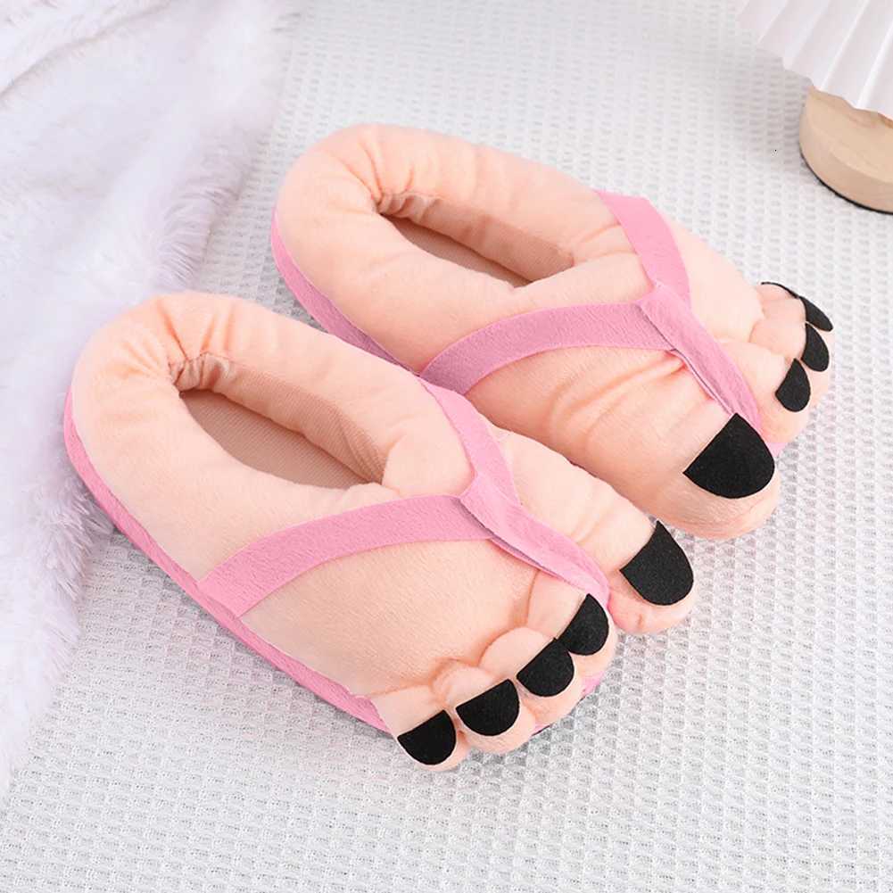 Funny Big Toe Shoes Cartoon Fuzzy Slippers Non Slip Soft Novelty Slippers Comfortable Fluffy Couple Shoes for Women Adults S260305
