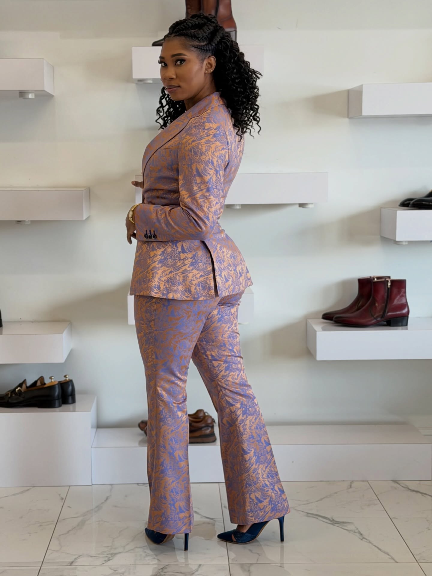 Women's Prom Dresses Suit Gowns Elegant Jacquard Appliques Jacket Pants Suit For Female Satin 2 Pieces Suit Customized W37
