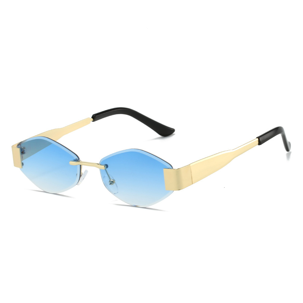 Free Shipping New Style Glasses European and American Frameless Beveled Metal Retro UV400 Trendy Sunglasses Wholesale