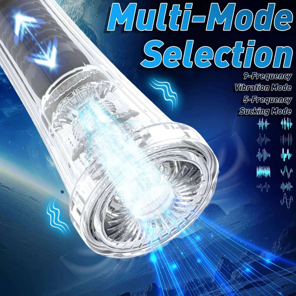 Automatic Vacuum Transparent Masturbator Trainer 9 Vibration 5 Suction Penis Pump Adult Sex Toy Male Masturbation W260305