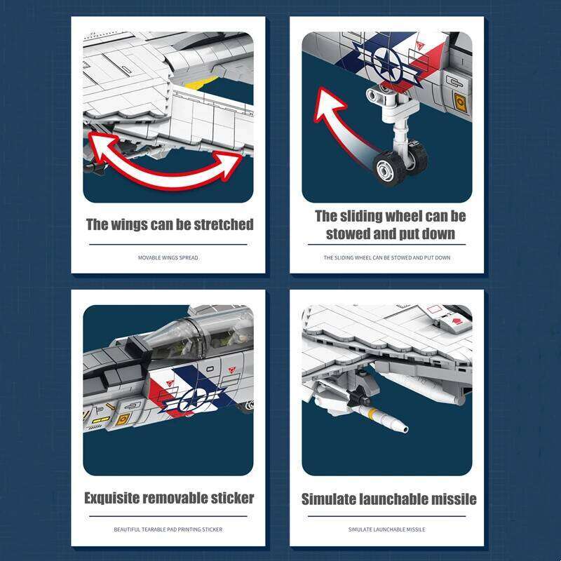 Military USA F-14 Airplane Tomcat Fighter Model Building Blocks DIY Large Aircrafts Weapons Bricks Kids Toys Boys Birthday Gifts Z260306
