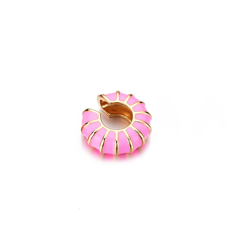 1 Piece Round Clip On Earrings Ear Cuffs Bohemian C Shaped Enamel Gold Color Jewelry Non-Piercing Blue Black White Pink Earrings 260303