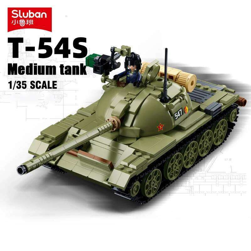 2025 New Sluban T-54 Main Battle Tank Building Block Classic World War II Military Armored Vehicle Model Bricks Kid Toy Boy Gift Z260306