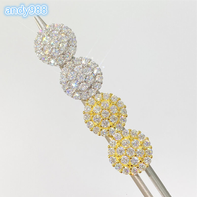 Best Selling Instock Hip Hop 925 Silver Iced Out Jewelry Ear Studs Vvs Moissanite Diamond Men Stud Earrings