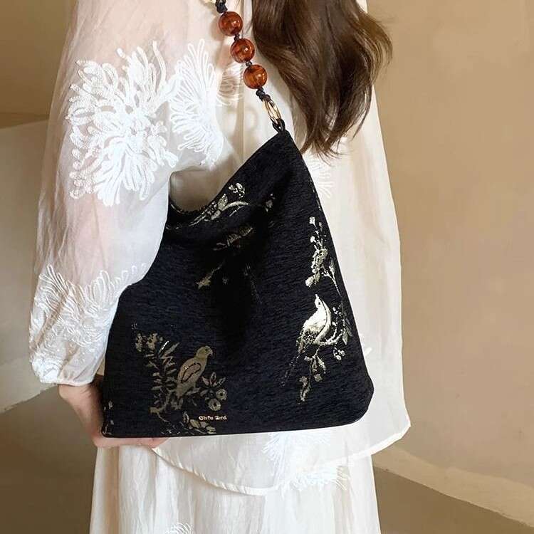 Tote Chinese Style Embroidered Commuter Shoulder Bag Model Large Capacity New Chinese Style Crossbody Artistic And Vintage