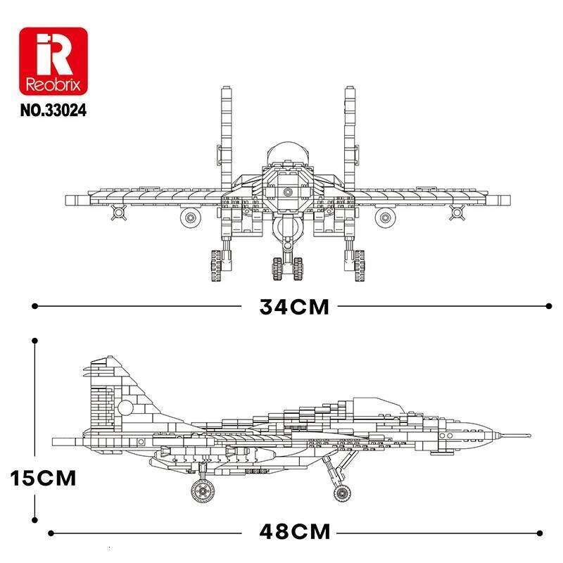 1290PCS MIG-29 Jet Building Blocks Diy Military Fighter Model Assembly Bricks Desktop Decoration Holiday Gifts Kids Toys Z260305