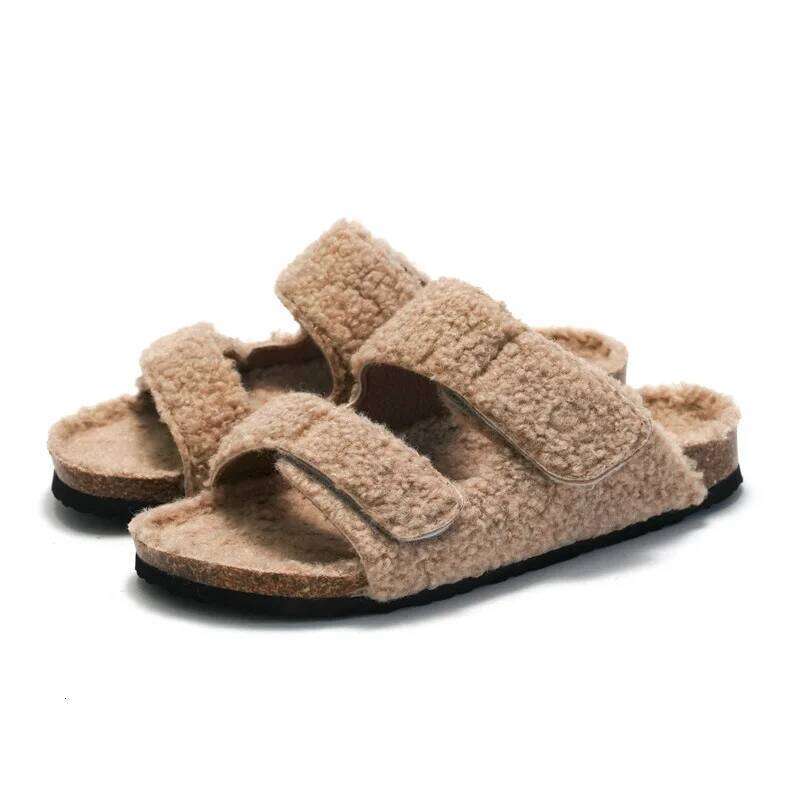 Litfun Winter Furry Women's Non-slip Indoor Fashion Outdoor Slides Fuzzy Warm Comfy Slippers With Arch Support