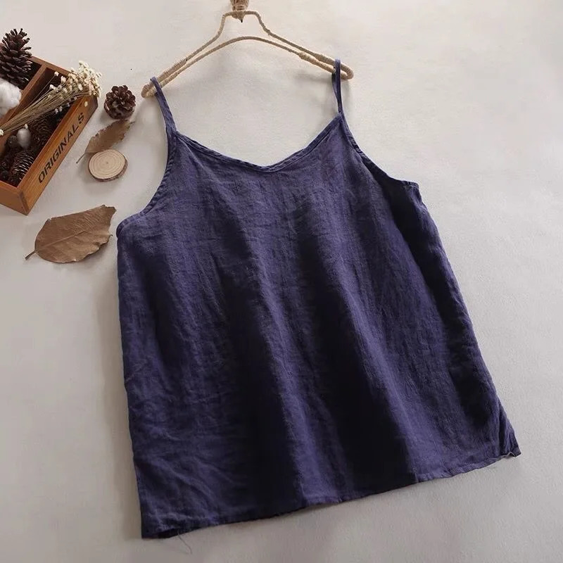 Summer Simple All-match Top Loose Thin Camisole Solid V-neck Vest Women Clothing Sleeveless Casual Highstreet Holiday T-shirt 260306