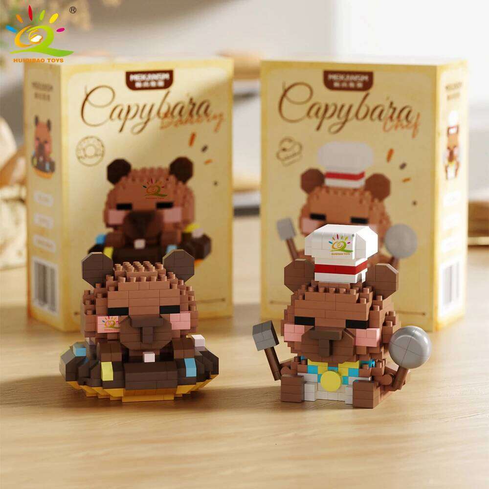 HUIQIBAO MOC Capybara Cavy Animal Micro Building Block Guinea Pig Mini Diamond Model Brick Toy for Children Desk Decor. Z260306