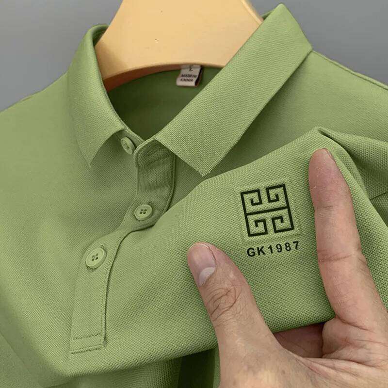 Pure Cotton Summer Men's Short T-Shirt Casual Lapel Embroidered POLO Shirt Versatile Breathable Half Sleeved Top For Men