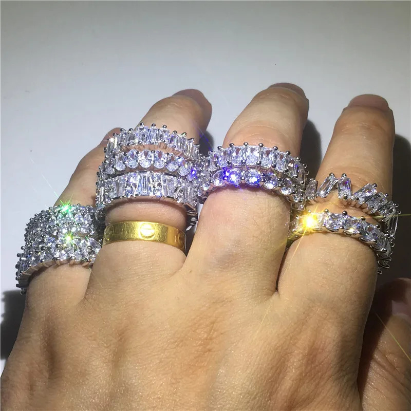 Wholesale Band Promise ring 925 Sterling silver Diamond cz Engagement Wedding Rings for women Men Finger Party Jewelry 260302
