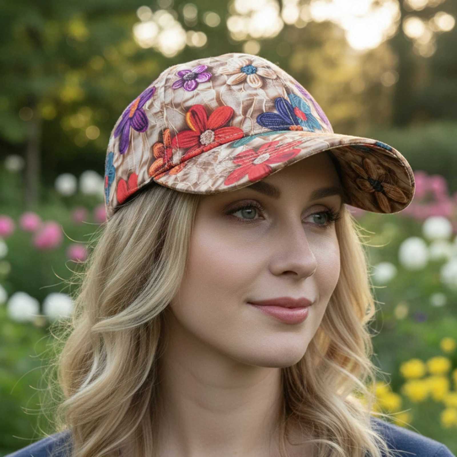 Stylish Floral Print Baseball Cap Adjustable Sun Hat for Women Men Colorful Flower Pattern Low Profile Fashion Headwear S260306