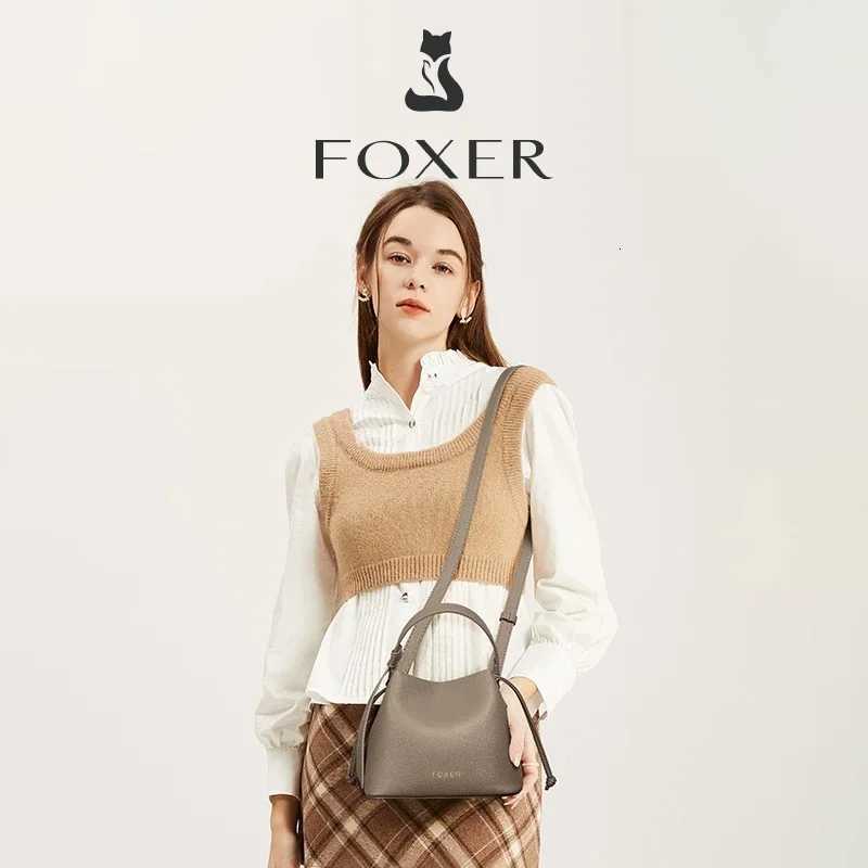 FOXER Womens Top-handle Bucket Bag 2026 New Trendy Hot Selling Fashion Versatile Female Shoulder Crossbody Bag Purse H260306