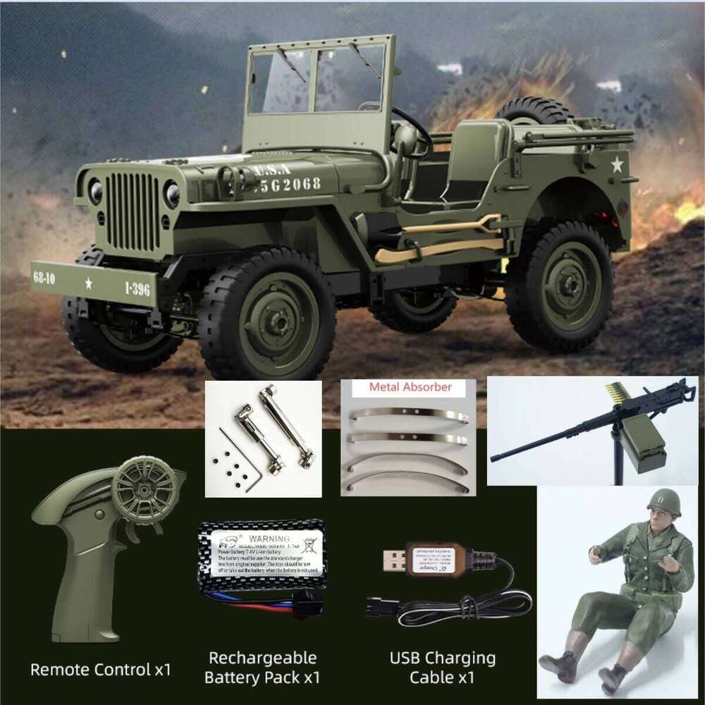Upgrade JJRC C8815 1:10 Military RC Truck 1940 Willys Jeep 2.4G 4WD Remote Control Car Vehicle Model Toy Gift for Kids C260305
