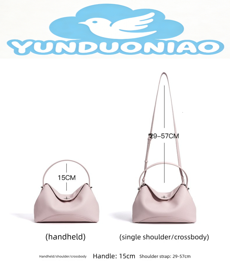 YUNDUONIAO new genuine leather pillow bag simple multifunctional women's handbag Korean style first layer cowhide design niche single shoulder cr