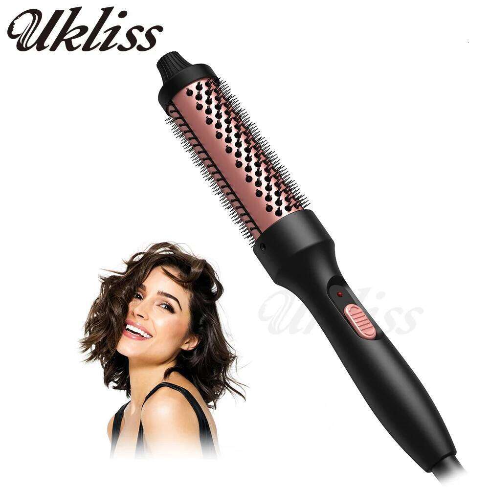 Thermal Double PTC Heated Curling Iron Anti-Scald Round 32mm Hair Curler Hot Volumizing Brush Styler 26Y0306