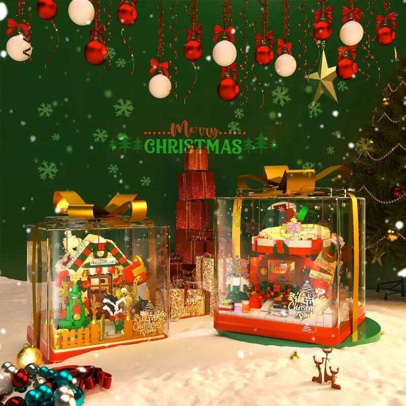 654PCS Christmas House Building Blocks Gift Box Set Creative City Streetview Assembly Model Bricks Kids DIY Toys Holiday Present Z260305