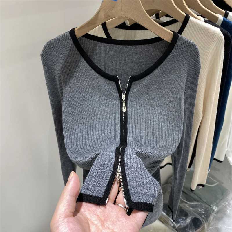 Knitted Sweater Women Cardigans New Long Sleeve O-Neck White Knit Sweater Cardigan Women Tops Knitwears Sueters De Mujer Q963 M260306